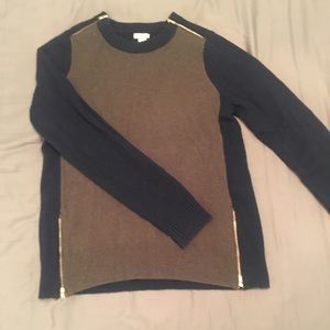 J.Crew two toned sweater with zipper detail